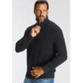 Troyer H.I.S, Herren, Gr. XL (56/58), schwarz, Strick, Obermaterial: 50% Baumwolle, 50% Polyacryl, unifarben, Basic, normal, Langarm Rippstrickbündchen, Pullover, mit Logo-Reißverschluss