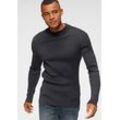 Stehkragenpullover BRUNO BANANI Gr. L (52/54), grau (anthrazit, meliert) Herren Pullover in Rippstrickoptik