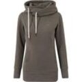 Kapuzenpullover URBAN CLASSICS "Urban Classics Damen Ladies Long Logopatch Hoody" Gr. S, grün (olive) Damen Pullover