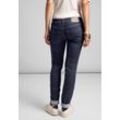 Comfort-fit-Jeans STREET ONE Gr. 33, Länge 34, blau (dunkelblau soft wash), Damen, Jeans, 72% Baumwolle, 27% Polyester, 1% Elasthan, unifarben, Jeans, 5-Pocket-Style