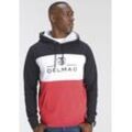 Kapuzensweatshirt DELMAO Gr. 4XL (68/70), blau (dunkelblau, rot) Herren Sweatshirts Langarm, lockere Passform, Colourblocking-Optik, mit Kapuze