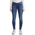 Skinny-fit-Jeans TOM TAILOR DENIM "JONA", Damen, Gr. 31, Länge 30, blau (clean mid stone blau denim), Denim/Jeans, Obermaterial: 72% Baumwolle, 27% Polyester, 1% Elasthan, casual, skinny fit lang, Jeans