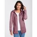 Kapuzenfleecejacke CASUAL LOOKS Gr. 48, weiß (bordeaux, weiß, gemustert), Damen, 100% Polyester, gemustert, mehrfarbig, bedruckt, Jacken