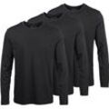 Langarmshirt MAN'S WORLD, Herren, Gr. 44/46 (S), schwarz, Single Jersey, Obermaterial: 100% Baumwolle, unifarben, Basic, normal, Rundhals, Langarm normaler Saum, Shirts, Langarm, unifarben, aus Baumwolle, im 3er-Pack, Topseller