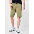 Shorts STREET ONE MEN Gr. 31, Kurz, grün (thyme grün), Herren, Web, 97% Baumwolle, 3% Elasthan, unifarben, Hosen, mit Bindegürtel