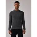 Rundhalspullover STREET ONE MEN, Herren, Gr. L (42), grau (anthra grau melange), Stoff, 44% Polyacryl, 29% Polyester, 23% Wolle, 4% Elasthan, unifarben, casual, normal normal, Rundhals, Pullover Grobstrickpullover, aus elastischem Materialmix