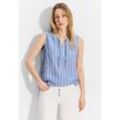 Blusentop CECIL, Damen, Gr. XL (44), blau (linen chambray blau), Web, 100% Leinen, gestreift, casual, gerade hüftlang, Rundhals, ohne Ärmel Bündchen, Blusen, Chambray