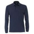 Langarm-Poloshirt CASAMODA "CASAMODA Polo-Shirt Langarm gestreift" Gr. 4XL, blau (mittleres dunkelblau) Herren Shirts