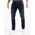 Slim-fit-Jeans PEAK TIME "München" Gr. 30, Länge 34, blau (dunkelblau) Herren Jeans 5-Pocket-Jeans mit Stretch-Bund und Destroyed-Optik