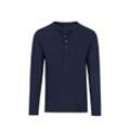 Longsleeve TRIGEMA "TRIGEMA Langarmshirt mit Knopfleiste", Herren, Gr. 4XL, blau (navy), 100% Baumwolle, casual, Langarm, Shirts