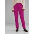 Chinos STREET ONE, Damen, Gr. 36, Länge 30, pink (bright cozy pink), Stoff, 81% Polyester, 17% Viskose, 2% Elasthan, unifarben, casual, normal lang, Hosen