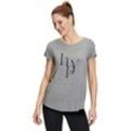 Kurzarmshirt BETTY BARCLAY "Betty Barclay Rundhals-Shirt mit Raffung", Damen, Gr. S, grau (grau, schwarz), Jersey, Obermaterial: 96% Viskose, 4% Elasthan., sportlich, figurumspielend normal, Kurzarm, Shirts, Druck