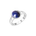 Fingerring VIVANCE "925/- Sterling Silber rhodiniert Lapislazuli" Gr. 52, weiß (weiß, blau), Fingerringe, Damen, 052 (16,6), Silber 925 (Sterlingsilber)