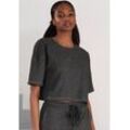 3/4-Arm-Shirt LASCANA "/Loungeshirt/Strickshirt" Gr. 32/34, grau (anthrazit-melange) Damen Shirts aus weichem Strick, Loungewear