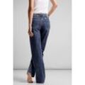 Loose-fit-Jeans STREET ONE, Damen, Gr. 24, Länge 30, blau (dunkelblau washed), Jeans, 82% Baumwolle, 15% Polyester, 3% Elasthan, unifarben, casual, lang, Jeans, mit Wide Legs