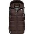 Steppweste NAVAHOO "Kassidy", Damen, Gr. S (36), braun (dunkelbraun), Oberstoff: 100% Nylon; Futter: 100% Polyester; Wattierung: 100% Polyester, modisch, tailliert hüftbedeckend, Westen, stylische ärmellose Damen Weste mit Kapuze