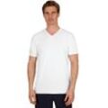 T-Shirt TRIGEMA "TRIGEMA V-Shirt COOLMAX" Gr. L, weiß, Herren, 100% Polyester (recycelt), Shirts