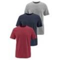 T-Shirt MAN'S WORLD Gr. 60/62 (XXL), bunt (rot, marine, grau, meliert), Herren, Single Jersey, Obermaterial: 100% Baumwolle. Graumeliert (Obermaterial): 90% Baumwolle, 10% Viskose, Shirts, Kurzarm, unifarben, Rundhals, aus Baumwolle, im 3er-Pack, Topseller