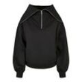 Sweater URBAN CLASSICS "Urban Classics Damen Ladies Oversized High Neck Troyer Crew" Gr. L, schwarz Damen Sweatshirts