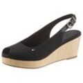 Sandalette TOMMY HILFIGER "ICONIC ELBA SLING BACK WEDGE" Gr. 41, schwarz Damen Schuhe Sommerschuh, Sandale, Keilabsatz, mit Jutebesatz