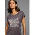 T-Shirt LAURA SCOTT Gr. 38, grau Damen Shirts figurumspielende Passform, bedruckt, Rundhalsausschnitt