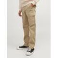 Cargohose JACK & JONES JUNIOR "JPSTKANE JJHARLOW CARGO NOOS JNR" Gr. 134, N-Gr, beige (crockery), Jungen, Web, Obermaterial: 98% Baumwolle, 2% Elasthan, unifarben, Hosen