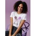 T-Shirt ANISTON CASUAL Gr. 36, bunt (weiß, rosa, lila, braun, flieder, gelb, orange, schwarz) Damen Shirts mit Luftballons bedruckt, teilweise Pailletten und Glitzerdruck