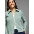 Cardigan LAURA SCOTT Gr. 32/34 (XS), grün (mint, melange) Damen Strickjacken mit Troyer Kragen - NEUE KOLLEKTION