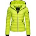 Steppjacke NAVAHOO "Kimuk" Gr. XS, grün (neongrün), Damen, Obermaterial: 100% Nylon, Futter: 100% Polyester, Wattierung: 100% Polyester, Ärmelfutter: 100% Polyester, Jacken, leichte Übergangsjacke mit Kapuze