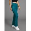 Jazzpants FAYN SPORTS "sporty Jazzpants", Damen, Gr. 17, K + L Gr, blau (petrol), Jersey, Obermaterial: 80% Polyester, 20% Elasthan, clean, unifarben, sportlich, schmal lang, Hosen, mit hohem Bund