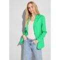 Longblazer STREET ONE, Damen, Gr. 36, grün (soft grass grün), Web, 100% Leinen, unifarben, casual, gerade Po-bedeckend, V-Ausschnitt, Langarm normaler Saum, Blazer, in Unifarbe