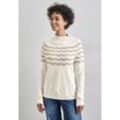 Strickpullover STREET ONE Gr. 34, weiß (cream melange) Damen Pullover mit Stehkragen