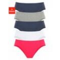 Bikinislip PETITE FLEUR Gr. 34, bunt (rot, weiß, marine, grau, meliert, marine), Damen, Obermaterial: 95% Baumwolle, 5% Elasthan, unifarben, Unterhosen, aus weicher Pikee-Qualität