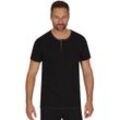 T-Shirt TRIGEMA "TRIGEMA Knopfleiste aus Biobaumwolle" Gr. L, schwarz (schwarz, c2c) Herren Shirts