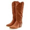 Stiefelette LASCANA Gr. 36, braun (camelfarben) Damen Schuhe Cowboy Stiefel,Slouchy Boots mit abnehmbarem Schaft,Boots VEGAN