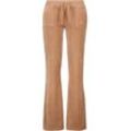 Sweathose JUICY COUTURE "HERITAGE CROWN CAISA LOW RISE PANT Damen" Gr. L, EURO-Größen, braun (cafe au lait), Damen, 46% BAUMWOLLE 32% VISKOSE 22% POLYESTER, Hosen, Trainingshose Damen, Sweathose, Velour, Jogginghose mit Glitzer, Sale