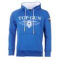 Kapuzenpullover TOP GUN "Destroyer TG20193012" Gr. 50 (M), blau, Herren, Obermaterial: 65% Baumwolle, 35% Polyester, Pullover Hoodie Sweatshirt