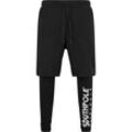 Stoffhose SOUTHPOLE "Southpole Herren Southpole Fleece Shorts with Leggings", Herren, Gr. L, US-Größen, schwarz, 95% Baumwolle, 5% Elasthan, unifarben, slim fit, Hosen