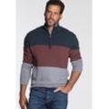 Troyer MAN'S WORLD, Herren, Gr. L (52/54), bunt (marine bordeaux), Strick, Obermaterial: 50% Baumwolle, 50% Polyacryl, colorblocking, casual, normal, amerikanischer Ausschnitt, Pullover, mit Blockstreifen, Topseller