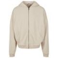 Sweatjacke URBAN CLASSICS "Urban Classics Herren 90's Zip Hoody", Herren, Gr. L, beige (softseagrass), 65% Baumwolle, 35% Polyester, unifarben, Langarm, Sweatjacken