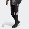 Sporthose ADIDAS SPORTSWEAR "ESSENTIALS FRENCH TERRY TAPERED CUFF LOGO HOSE" Gr. S, N-Gr, schwarz Herren Hosen