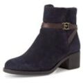 Stiefelette TAMARIS Gr. 36, blau (navy) Damen Schuhe Blockabsatz, Businessschuh, Ankleboots mit T-Schmuckelement