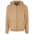 Sweatjacke URBAN CLASSICS "Urban Classics Herren Cozy Zip Hoody" Gr. L, beige (warmsand), Herren, 95% Baumwolle, 5% Elasthan, Sweatjacken