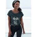 T-Shirt VIVANCE "mit modischem Frontdruck" Gr. 32/34, grau (anthrazit) Damen Shirts aus weicher Baumwoll-Qualität