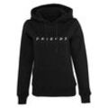 Kapuzenpullover MERCHCODE "Merchcode Damen Ladies Friends Hoody", Damen, Gr. S, schwarz, 65% Baumwolle, 35% Polyester, unifarben, casual, normal, ohne Ausschnitt, Pullover Hoodie Sweatshirt