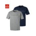 T-Shirt BENCH. LOUNGEWEAR Gr. S, blau (grau, meliert, navy), Herren, Obermaterial: 100% Baumwolle, Shirts, Shirt mit Logoprint, Basicshirt mit Rundhals aus reiner Baumwolle