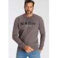 Sweater H.I.S Gr. 4XL (68/70), grau (dunkel grau) Herren Sweatshirts Langarm, lockere Passform, bestickte Optik, Rundhalsausschnitt