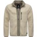 Plüschjacke RAGWEAR "Noory", Herren, Gr. XXL (56), beige (ecru), Plüsch, Material: 100% Polyester, sportlich, gerade hüftlang, hoch geschlossener Ausschnitt, Langarm Ärmel ohne Ärmelschlitz abgesteppte Kante, Jacken, Herren Basic Teddy-Fleece Jacke