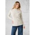 Strickpullover CECIL Gr. L (42), beige (alabaster melange) Damen Pullover mit Materialmix