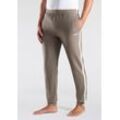 Relaxhose BENCH. LOUNGEWEAR "lange Relaxhose, Sweathose" Gr. S (44/46), N-Gr, grau (taupe), Herren, angeraute Sweatware, Obermaterial: 60% Baumwolle, 40% Polyester, unifarben mit Farbeinsatz, Hosen, aus leichter Sweat-Qualität